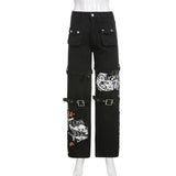 Patchwork Black Cargo Jeans