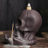 LED Handmade Ceramic Skull Incense Holder