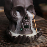LED Handmade Ceramic Skull Incense Holder