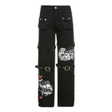 Patchwork Black Cargo Jeans
