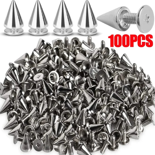 10/100pcs spike stud screw back