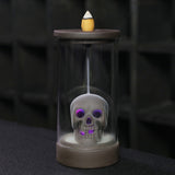 Ceramic Windproof Waterfall Backflow Led Skull Incense Burner
