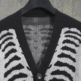 skull printed long sleeve cardigan sweater