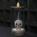 Ceramic Windproof Waterfall Backflow Led Skull Incense Burner