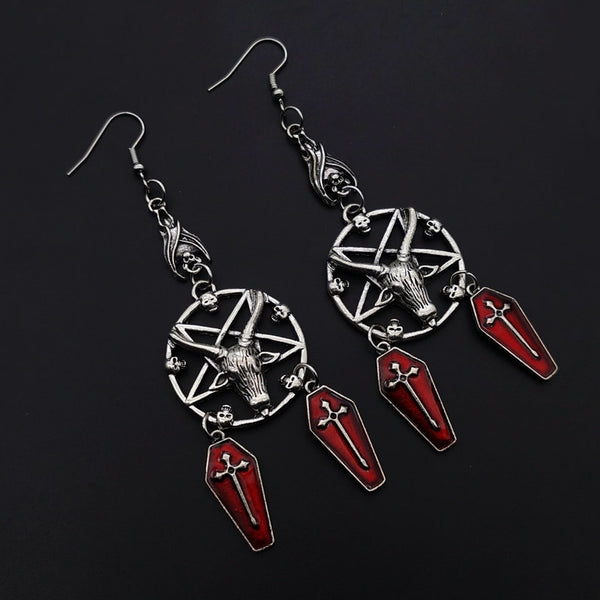 Vintage Goth pentagram earrings (FREE SHIPPING)