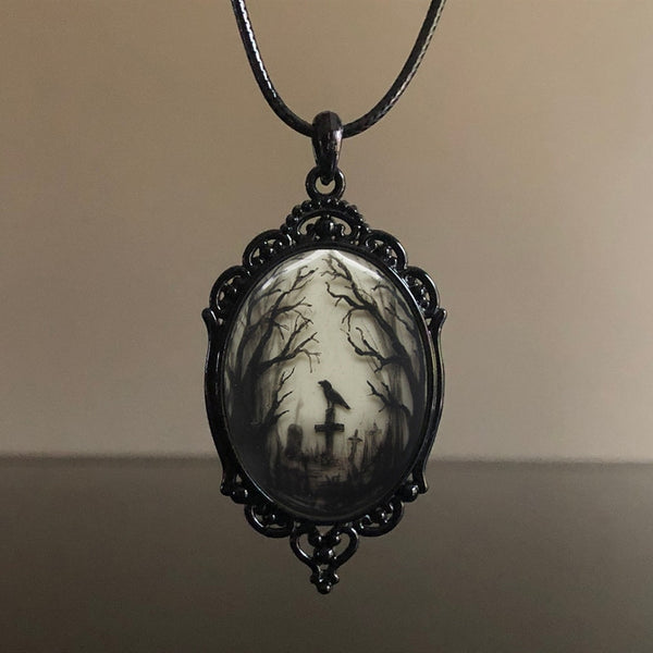 Gothic Crow Forest Charm Necklace (FREE SHIPPING)